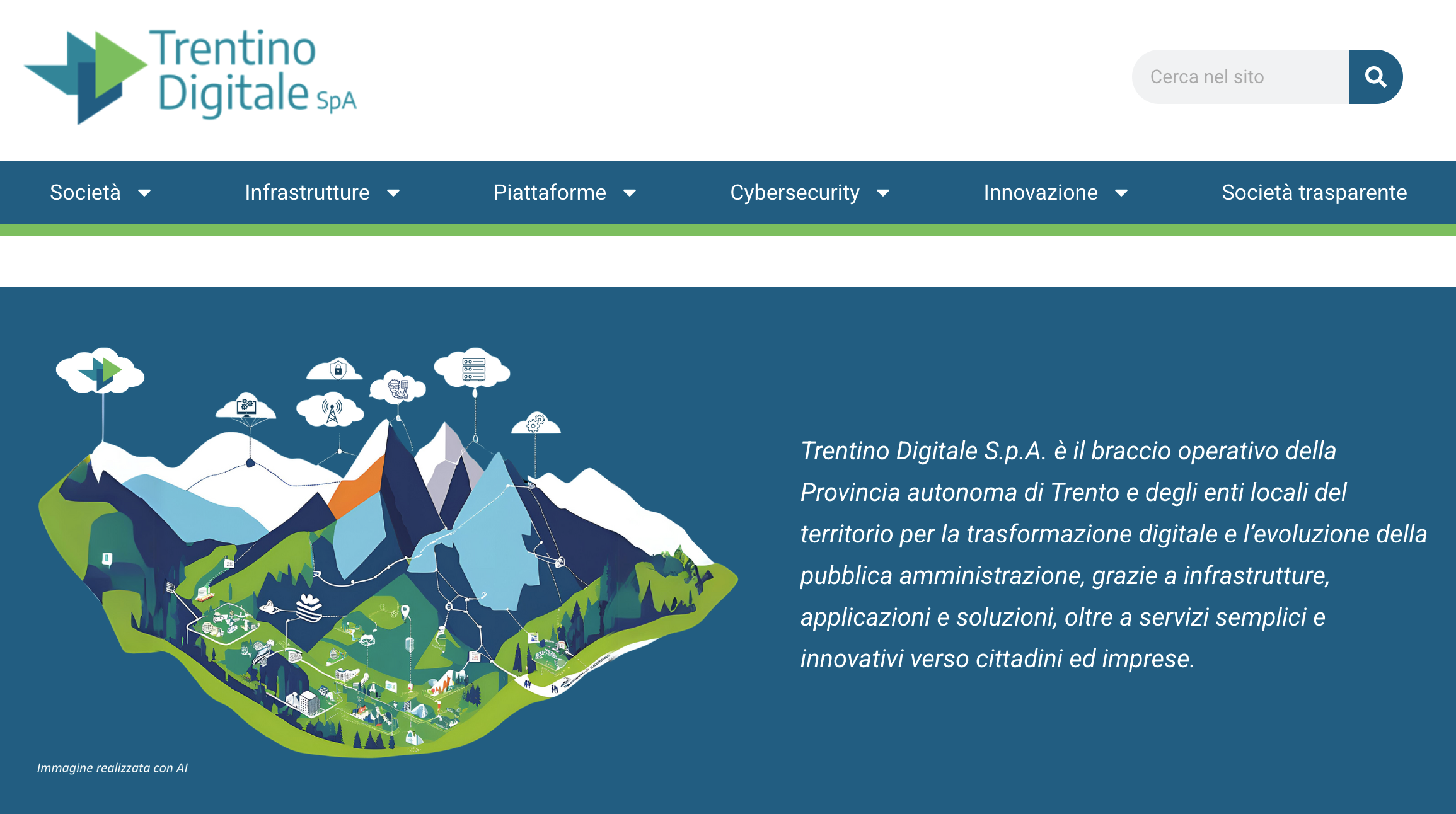 Homepage del sito Trentino Digitale